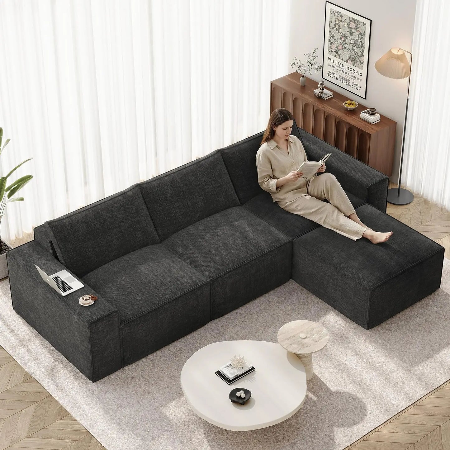 Vesgantti Modular Sectional Sofa With Ottoman L-Shaped