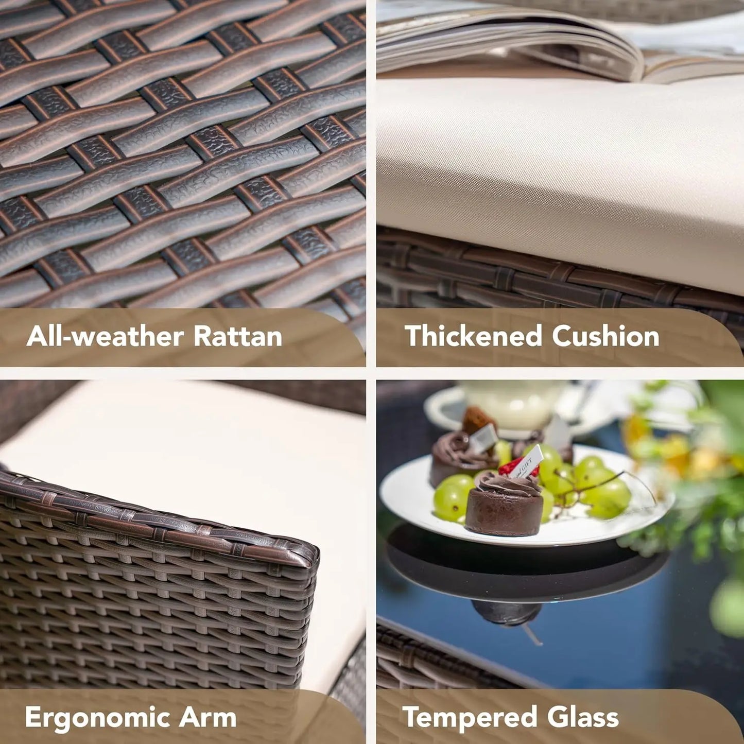 Outdoor Patio Furniture Set Rattan Wicker Lounge Chairs