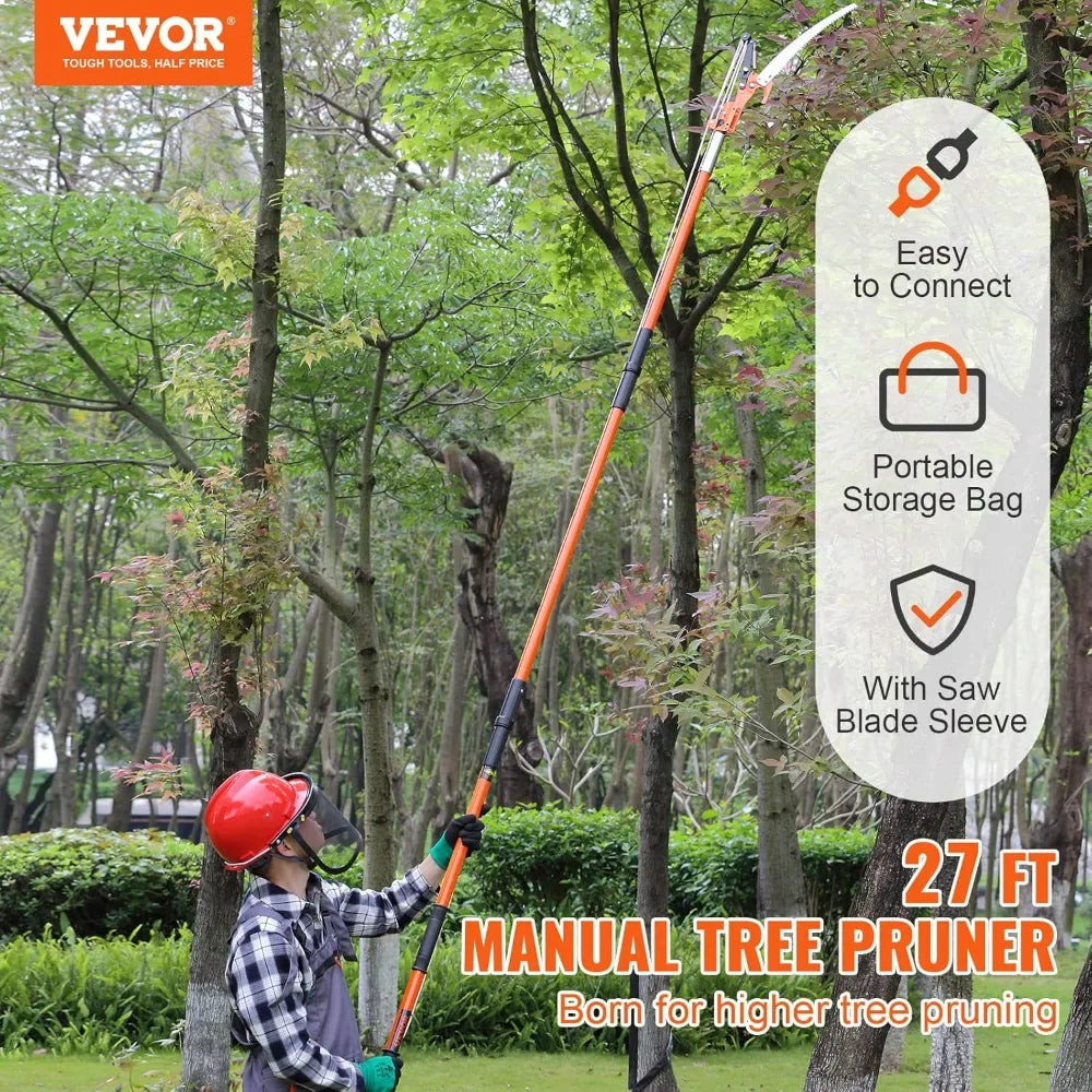 VEVOR Extendable Pole Saw With Fiberglass Handles And Steel Blade