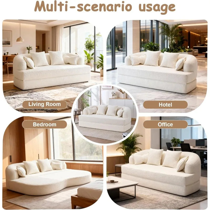 Convertible Sofa Bed in Chenille Fabric for Small Spaces No Assembly