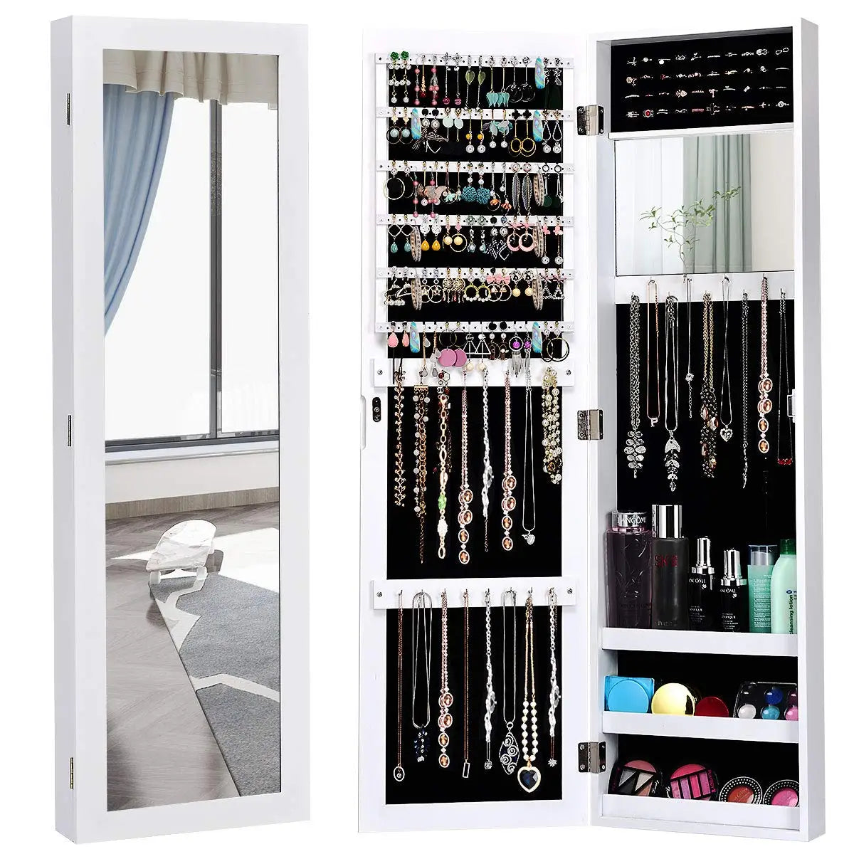 Wall Mounted Jewelry Cabinet With Full Length Mirror