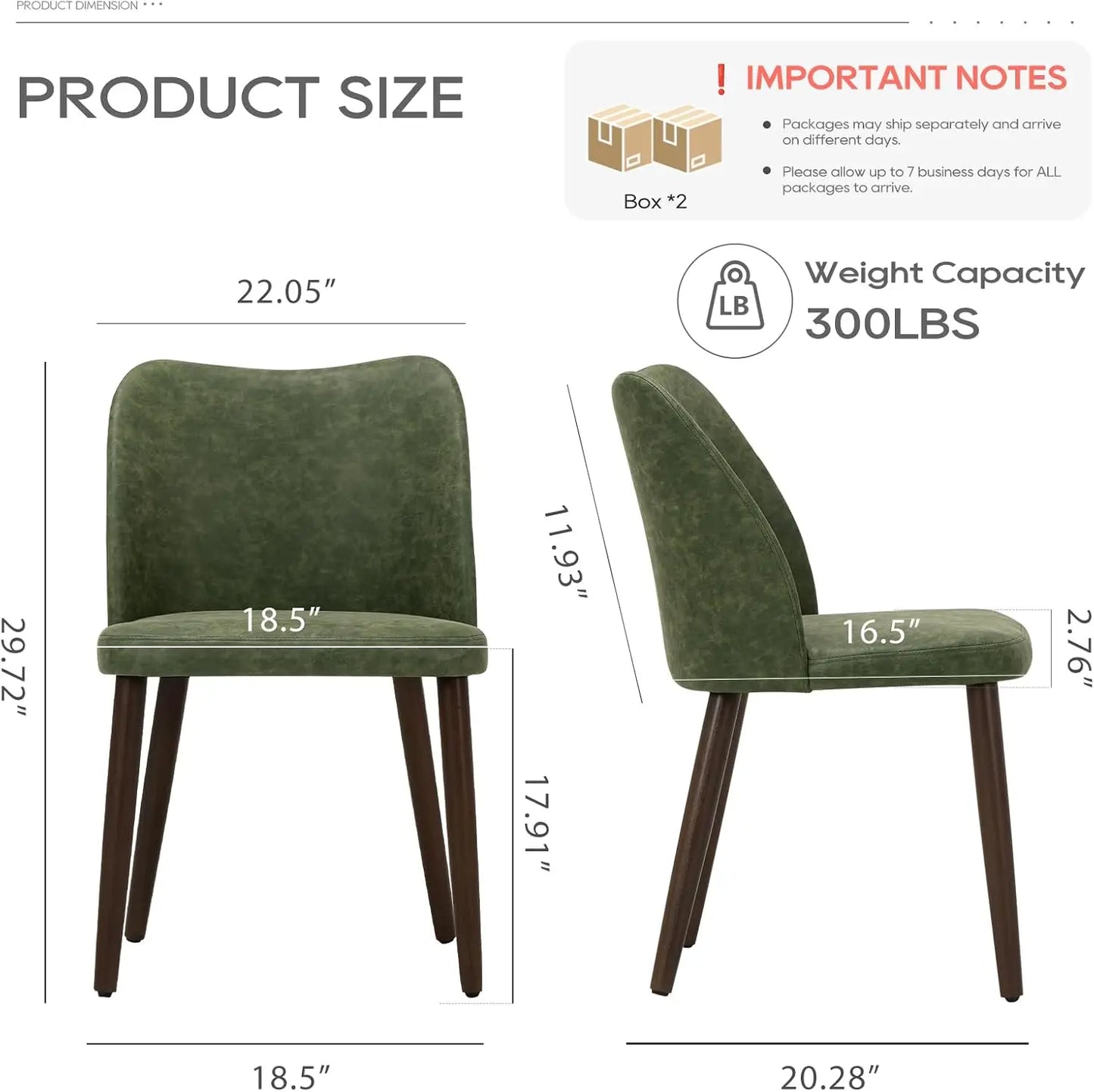 XMSJ Set Of 6 Modern Dining Chairs With PU Leather Padded Seat And Wooden Legs