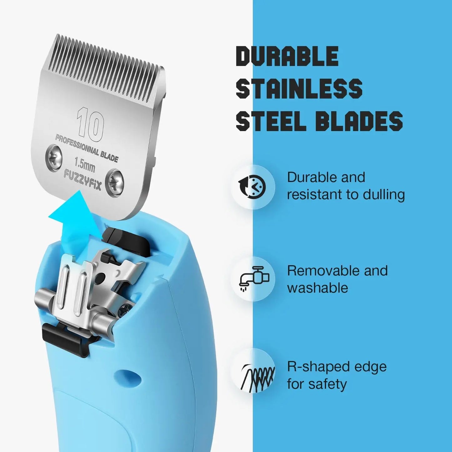 Cordless Dog Clippers With Detachable Blades And Guide Combs