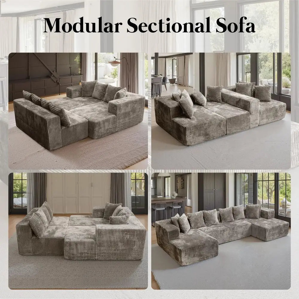 U Shaped Sectional Sofa With Chaise Lounges Modular Cloud Couch