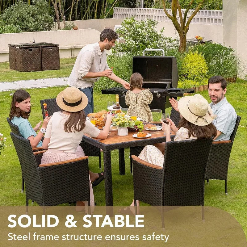 XMSJ Outdoor Patio Dining Set With Acacia Wood Table