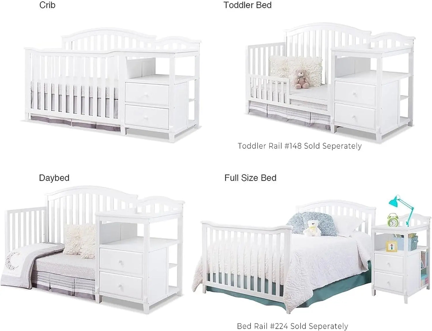 Crib And Changer With Slat Panel Back Convertible Wooden