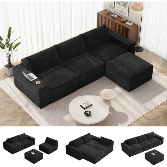 Vesgantti Modular Sectional Sofa With Ottoman L-Shaped