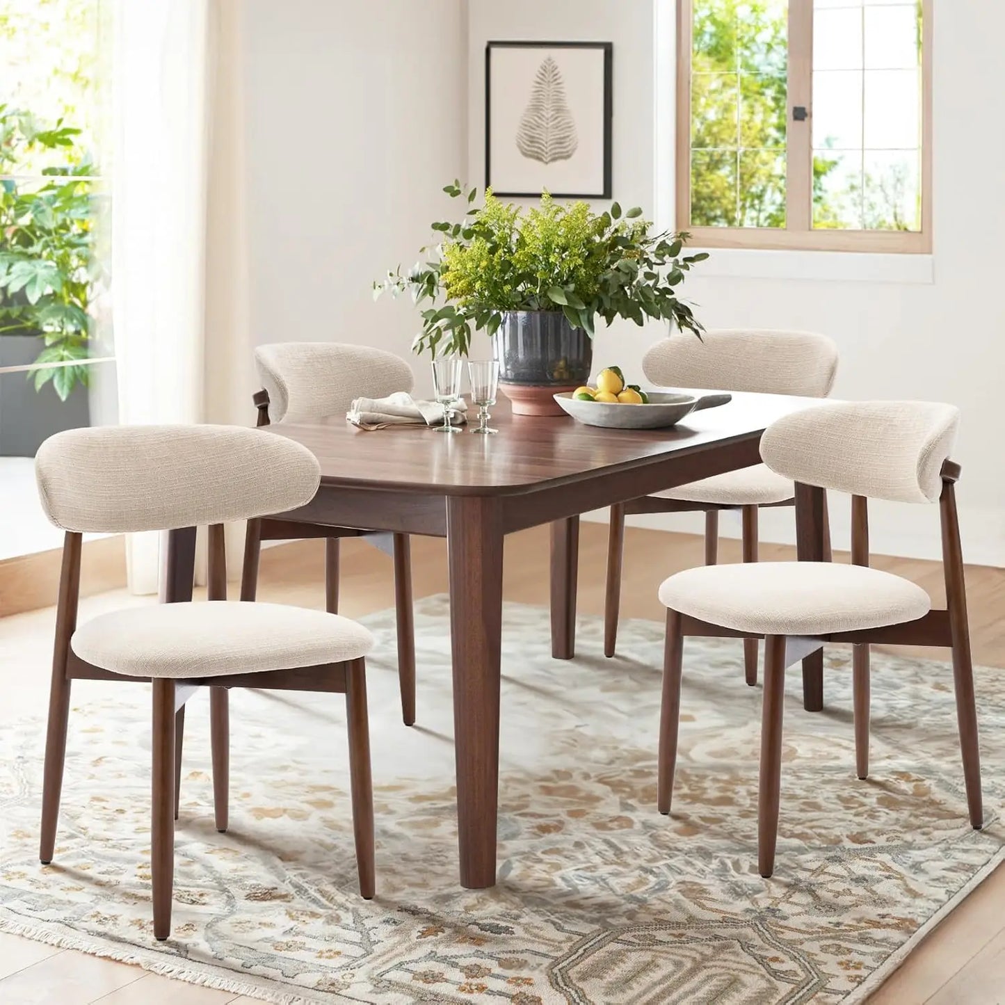 XMSJ Modern Upholstered Wooden Dining Chairs Farmhouse Set