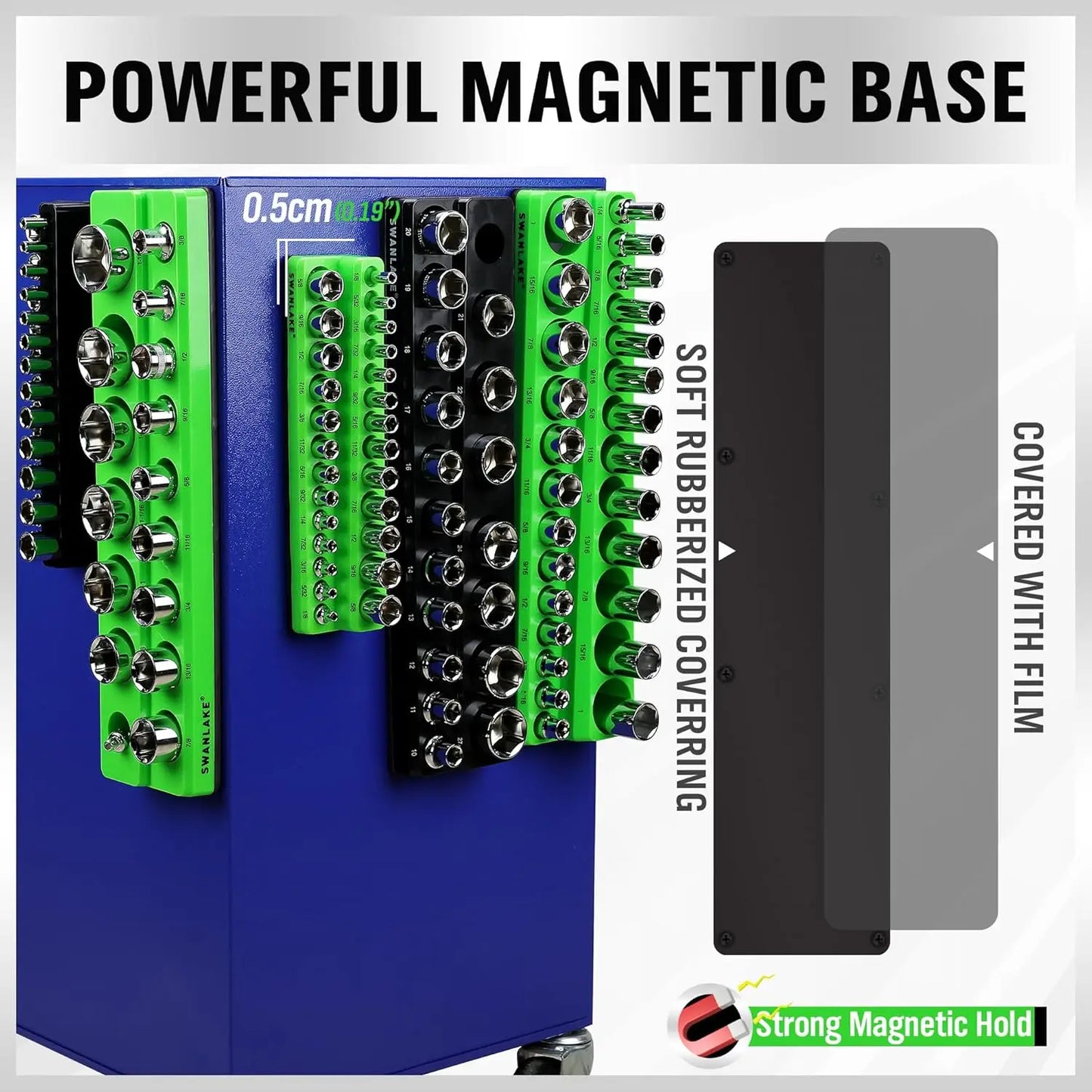 Magnetic Socket Organizer Set With 143 Slots And Rubber Cover