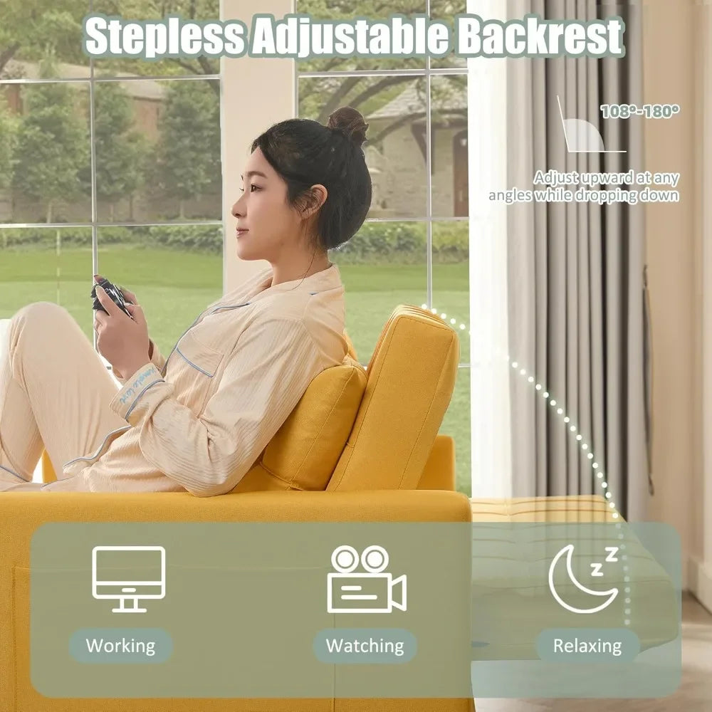 Convertible Sofa Bed With Pull Out Sleeper And USB Ports