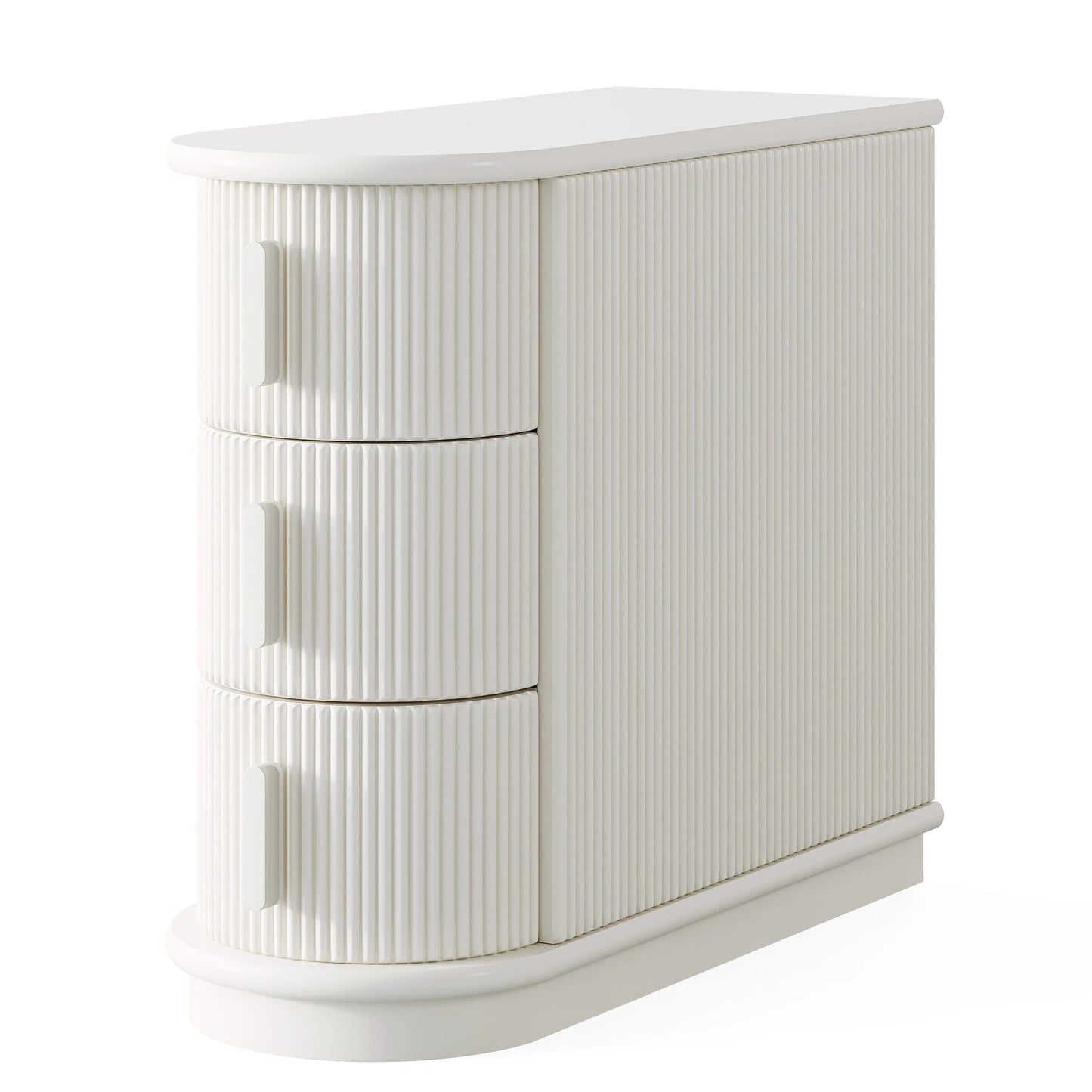 Tribesigns Solid Wood End Table With 3 Drawer Storage