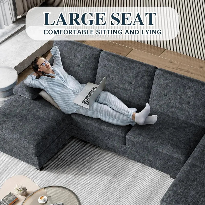 Meilocar U Shaped Sectional Sofa With Chaise Four Seats