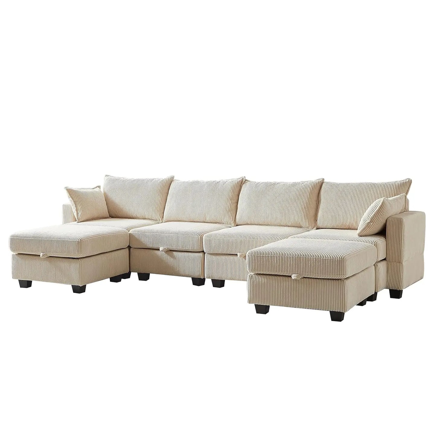 Modular U-Shaped Sectional Sofa With Storage Ottoman