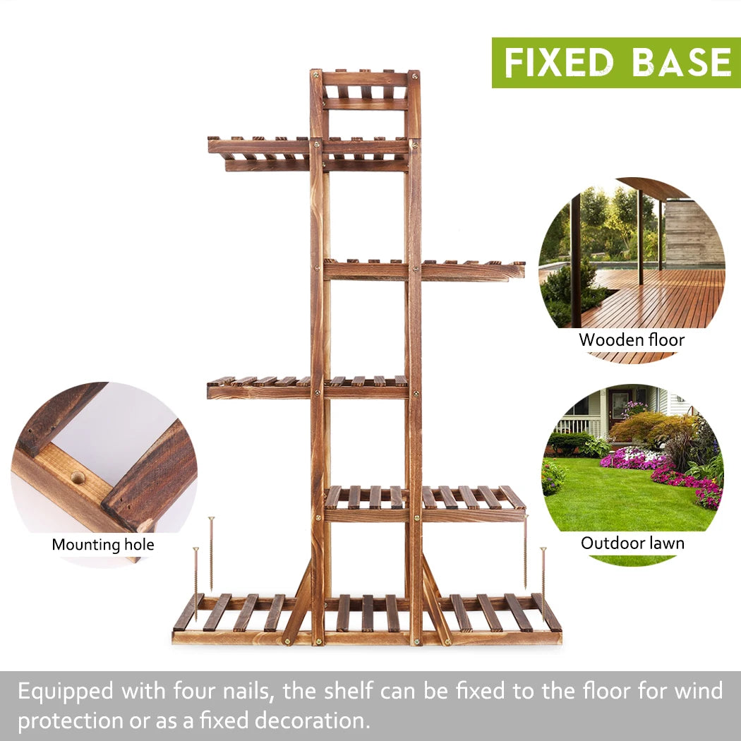 Wisfor 6 Tier Wood Flower Planter Pot Stand Display Rack