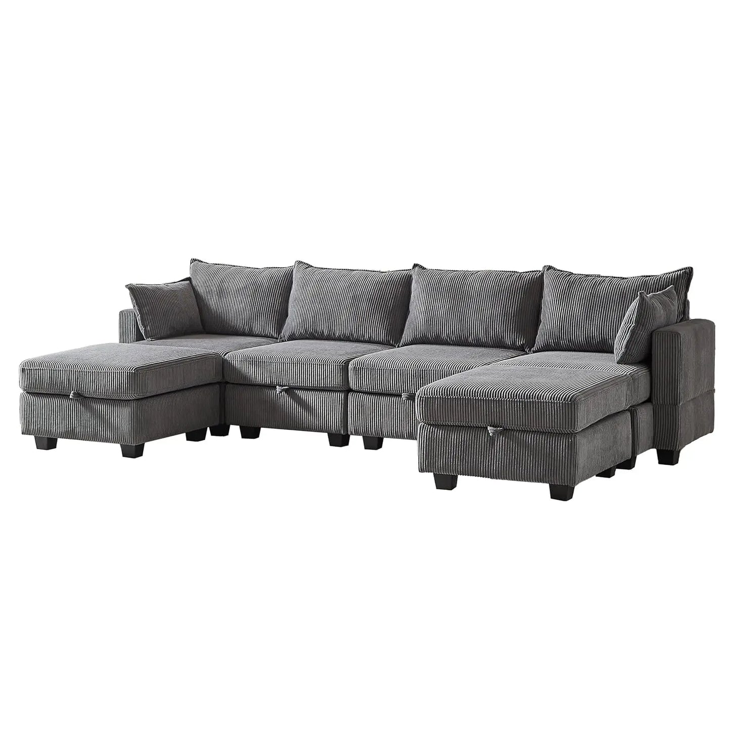 Modular U-Shaped Sectional Sofa With Storage Ottoman