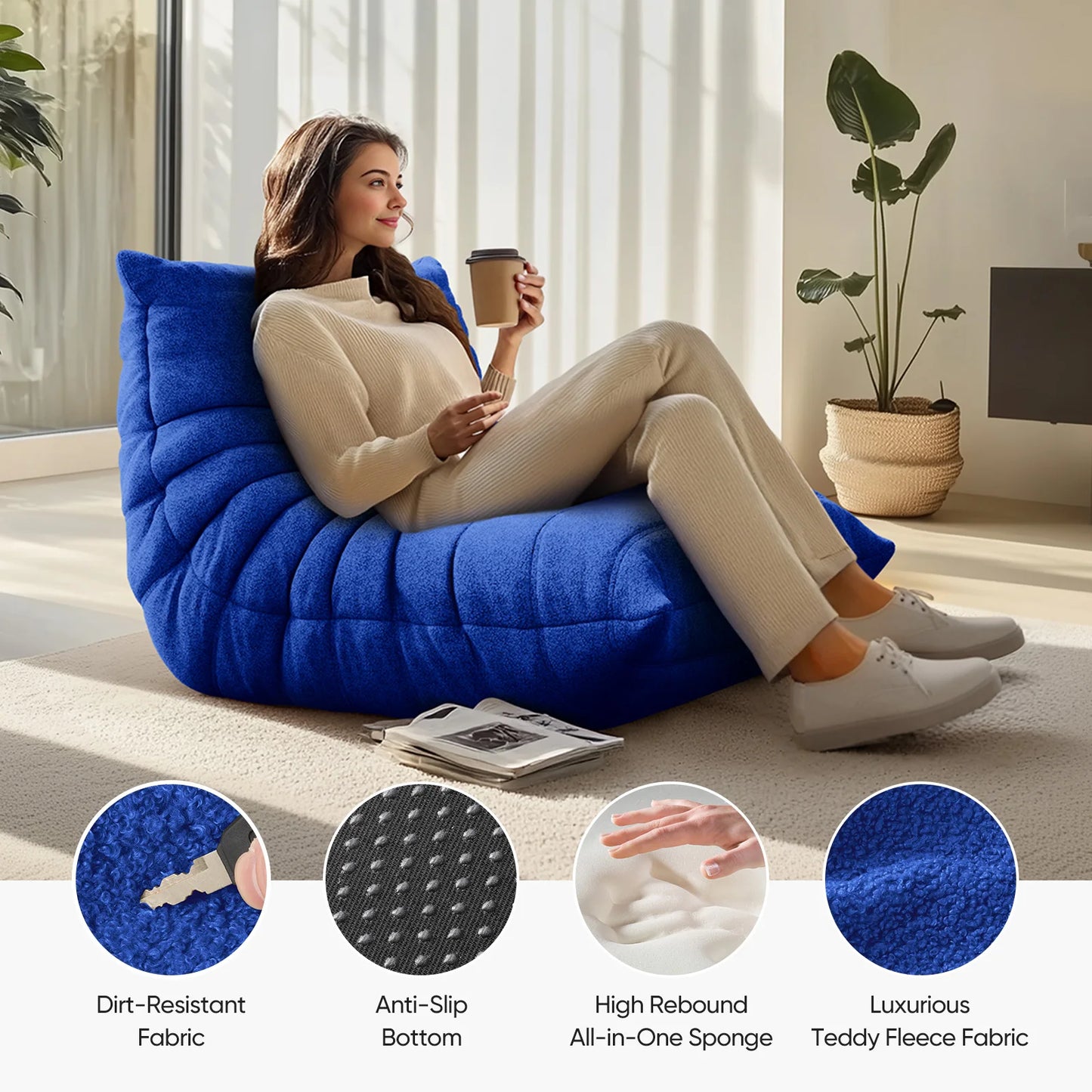 Champracer Bean Bag Floor Sofa Lazy Couch Tatami Reading Chair
