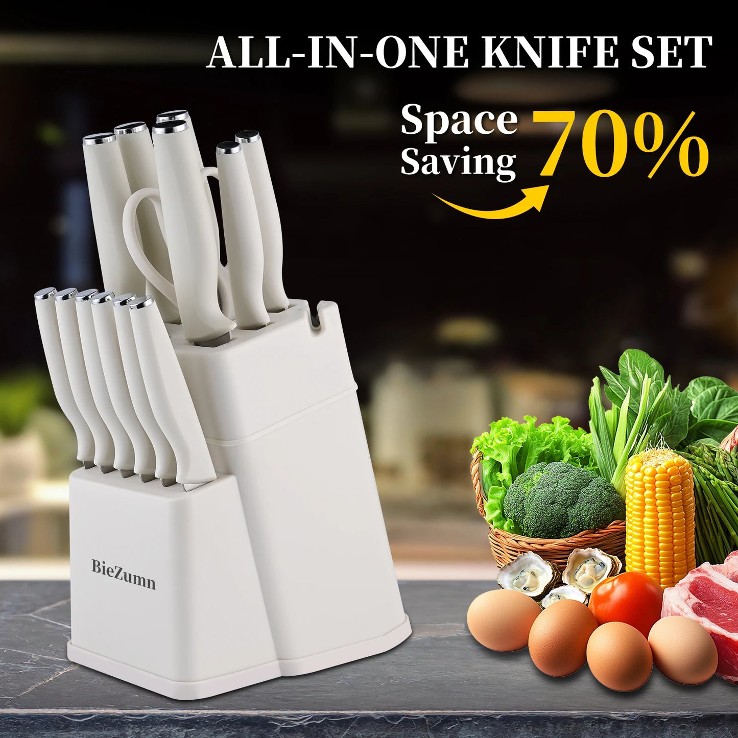 Mothe Professional Knife Set With Built In Sharpener Holder
