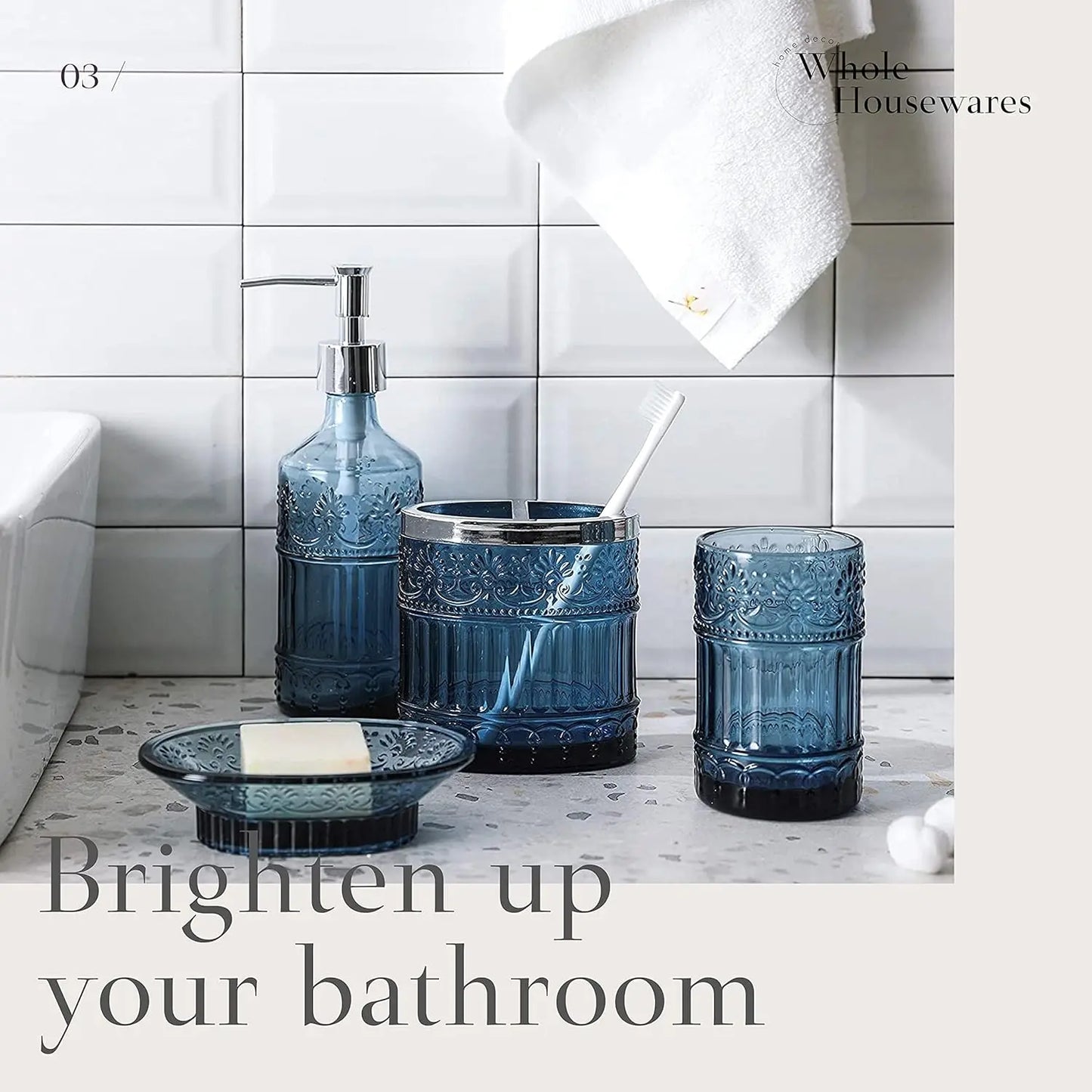 4-Piece Glass Bathroom Accessory Set