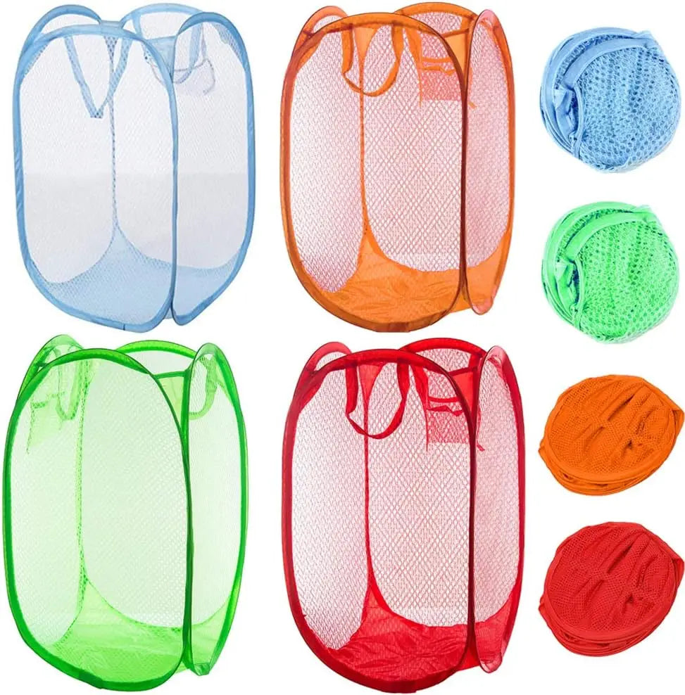 NONECN Mesh Popup Laundry Hamper 4 Pack Foldable Portable Dirty Clothes Baskets