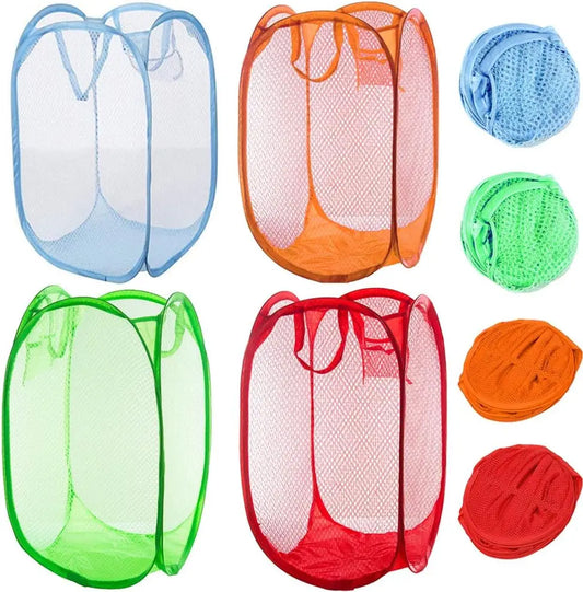 NONECN Mesh Popup Laundry Hamper 4 Pack Foldable Portable Dirty Clothes Baskets