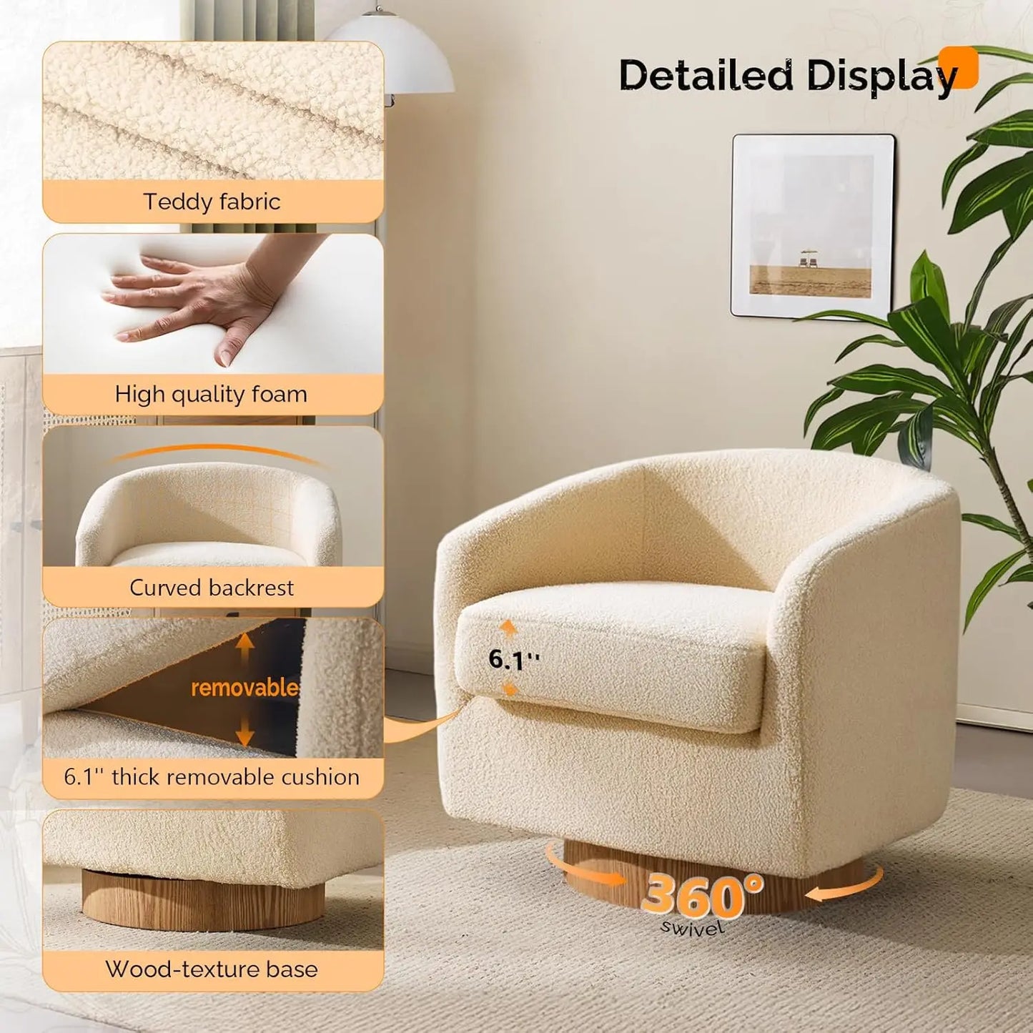 360-Degree Swivel Accent Chairs Set of 2 With Engineered Wood