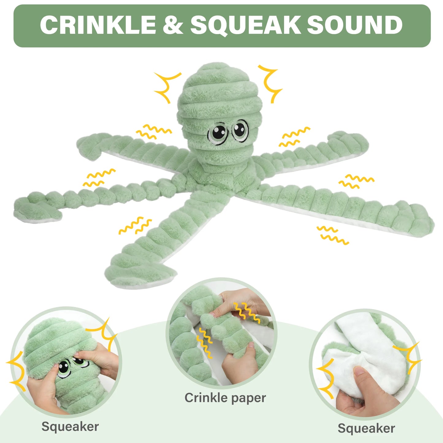 Octopus Design Plush Chew Toy For Dogs Squeaky Interactive Toy