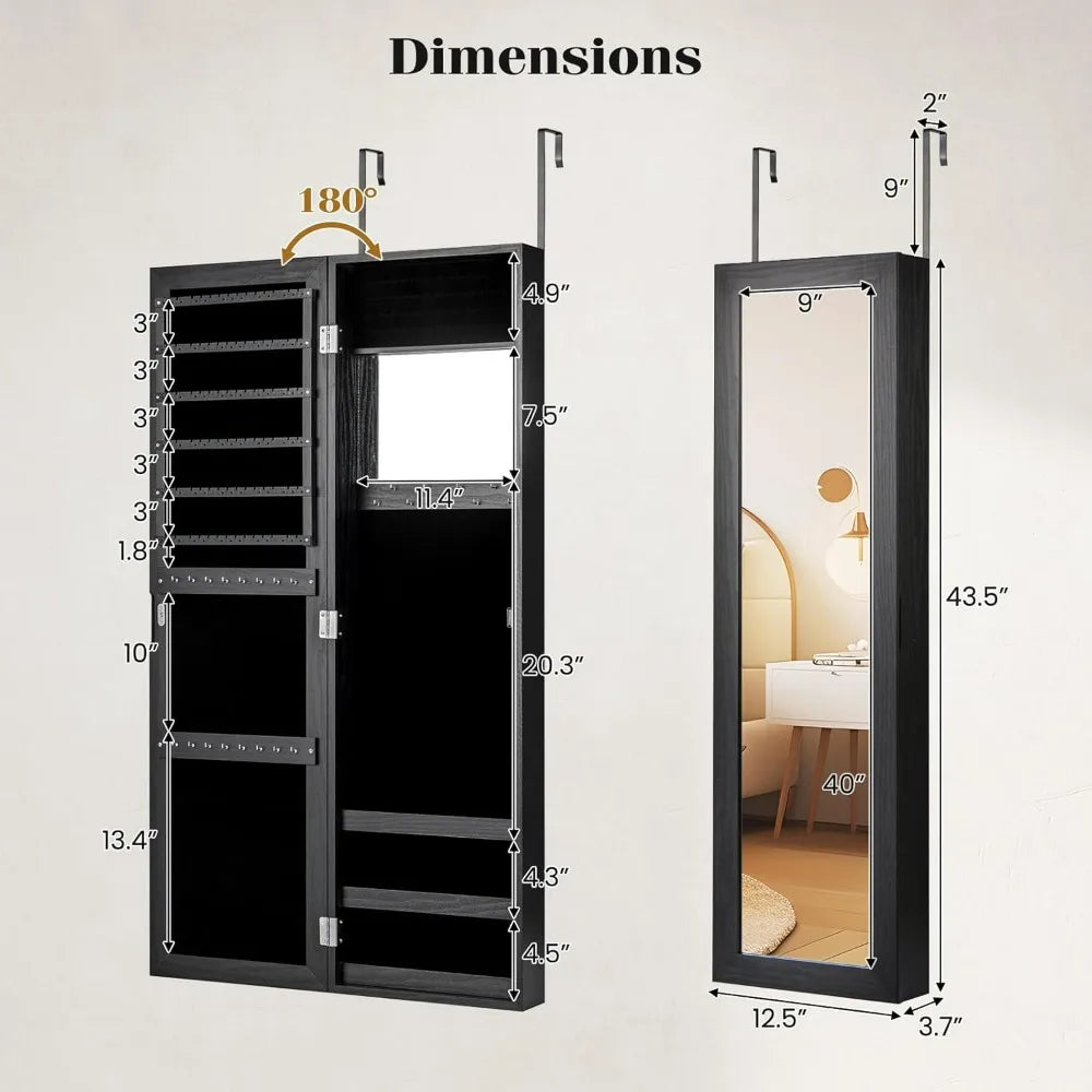 Wall Mounted Jewelry Cabinet With Full Length Mirror