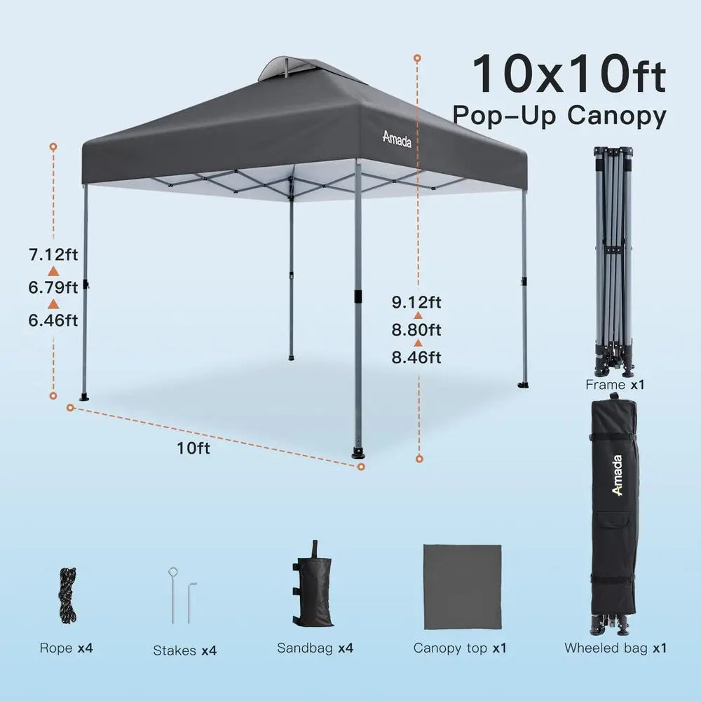 Pop Up Canopy Tent With Easy Setup And Wheeled Shelter