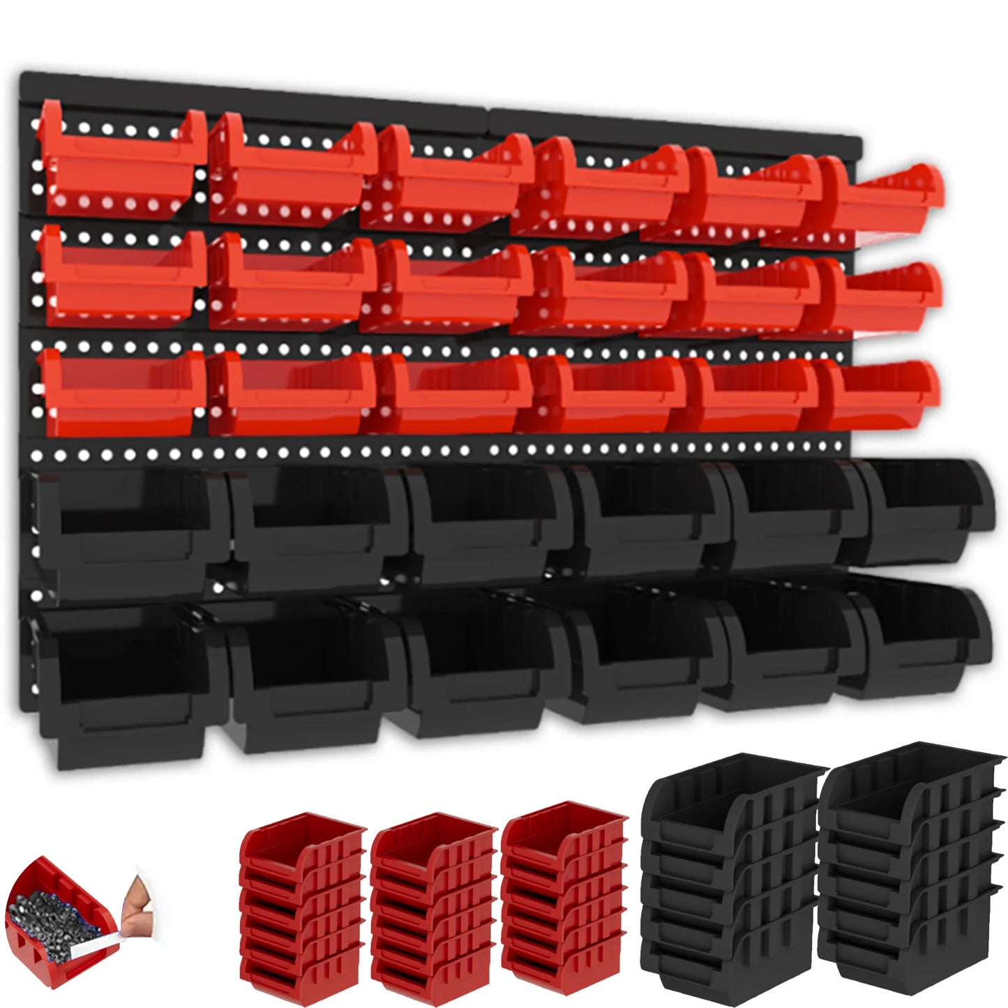 NONECN Wall Mounted Storage Bin Set for Garage Organization