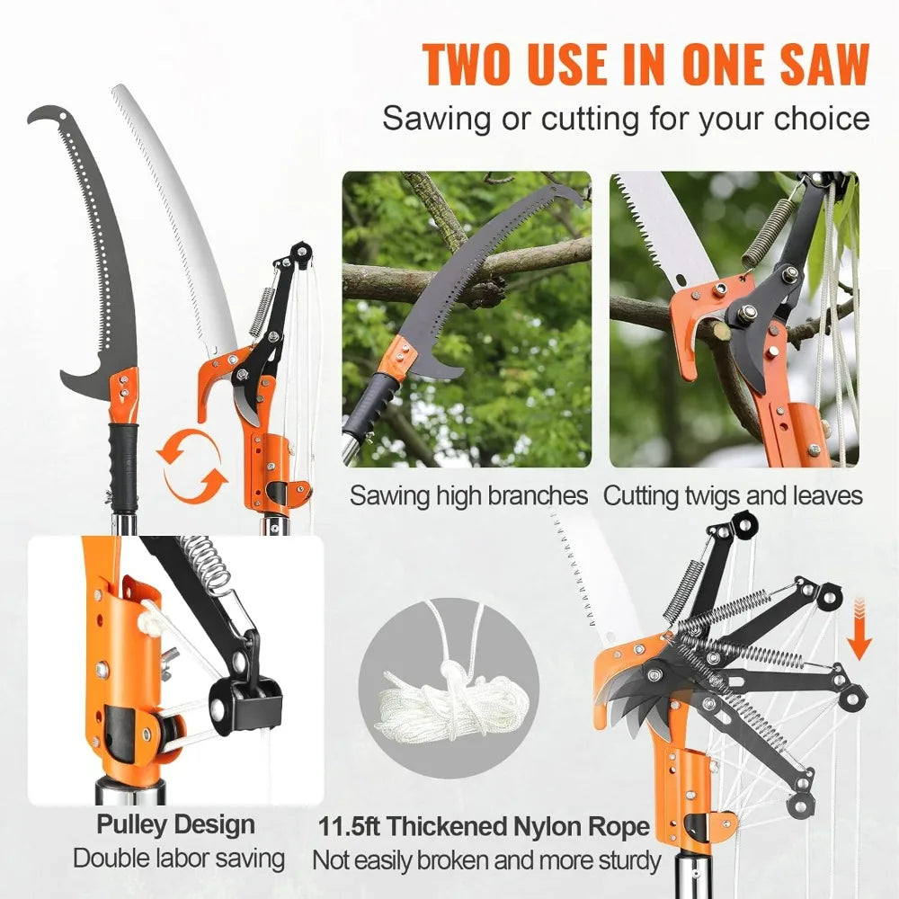 VEVOR Extendable Pole Saw With Fiberglass Handles And Steel Blade