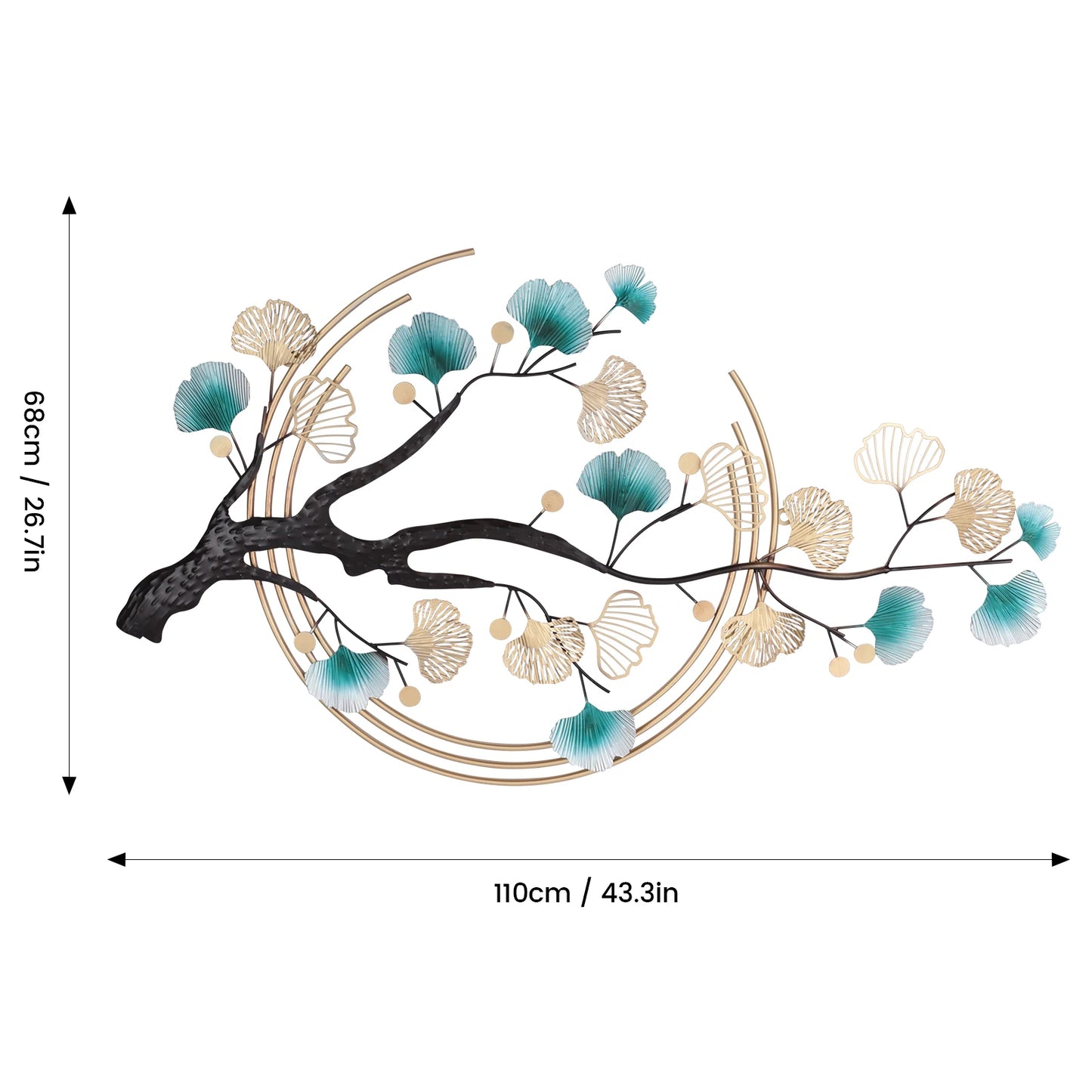 3D Ginkgo Tree Leaf Metal Wall Art Modern Luxury Decor