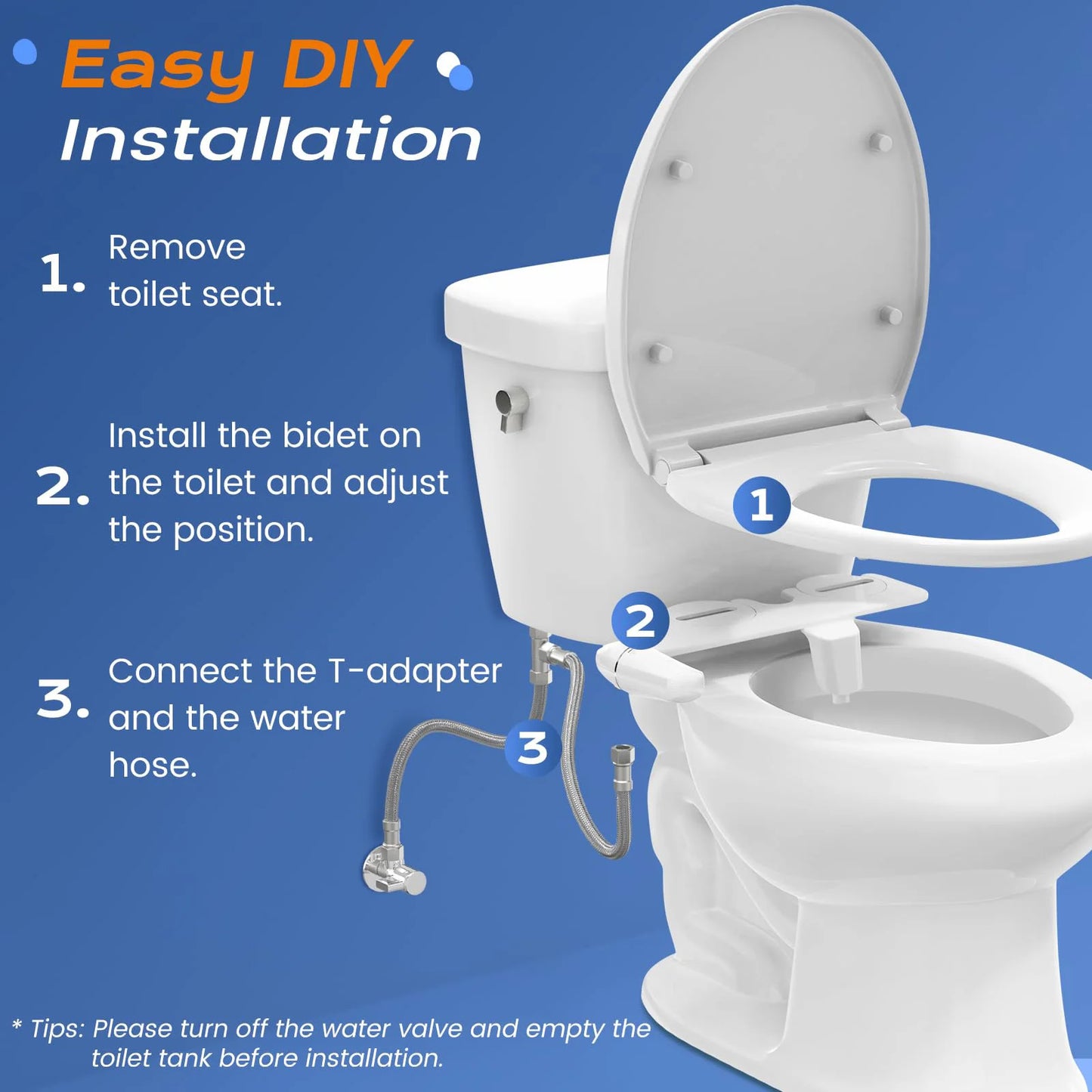Ultra Slim Bidet Attachment With Dual Nozzle For Toilet