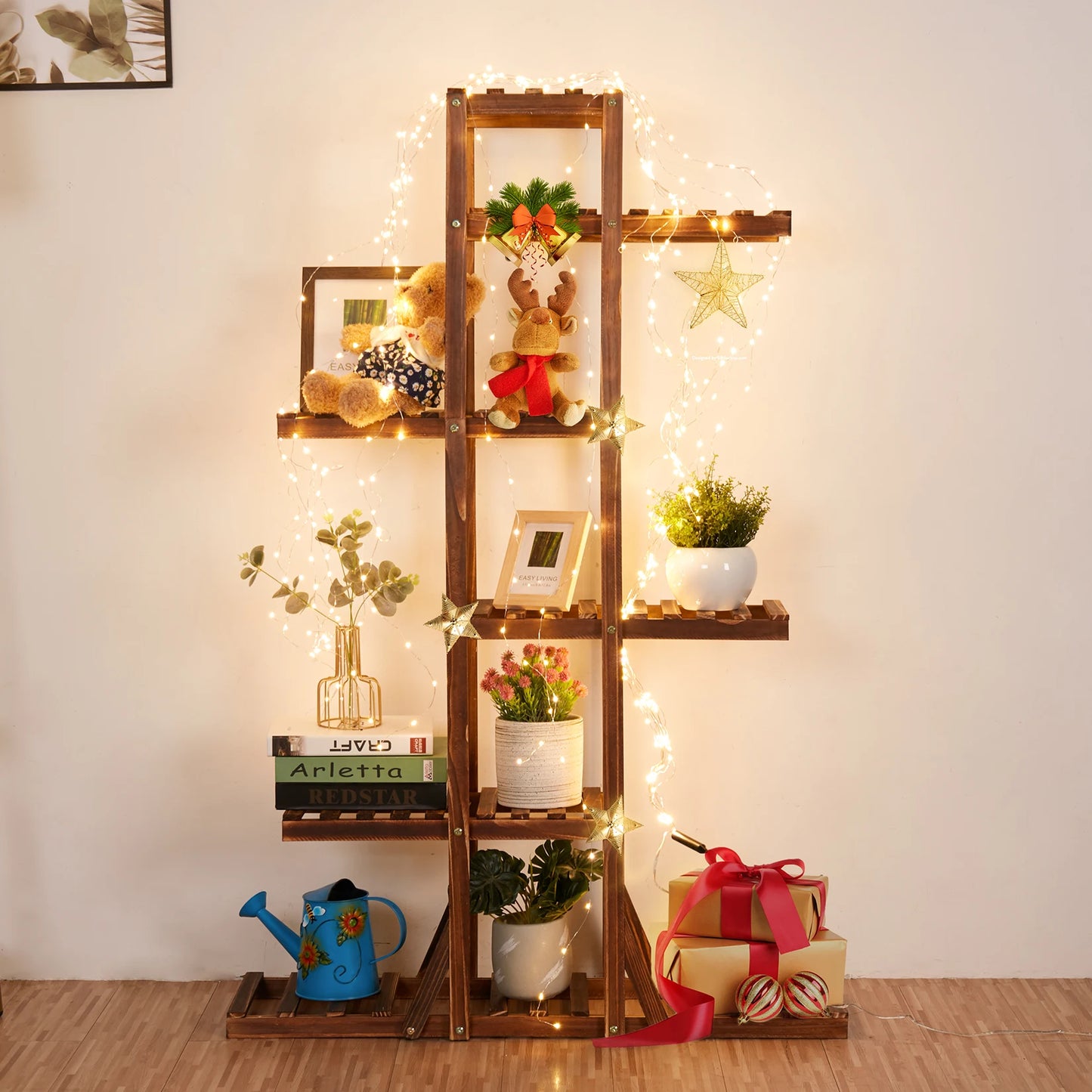 Wisfor 6 Tier Wood Flower Planter Pot Stand Display Rack