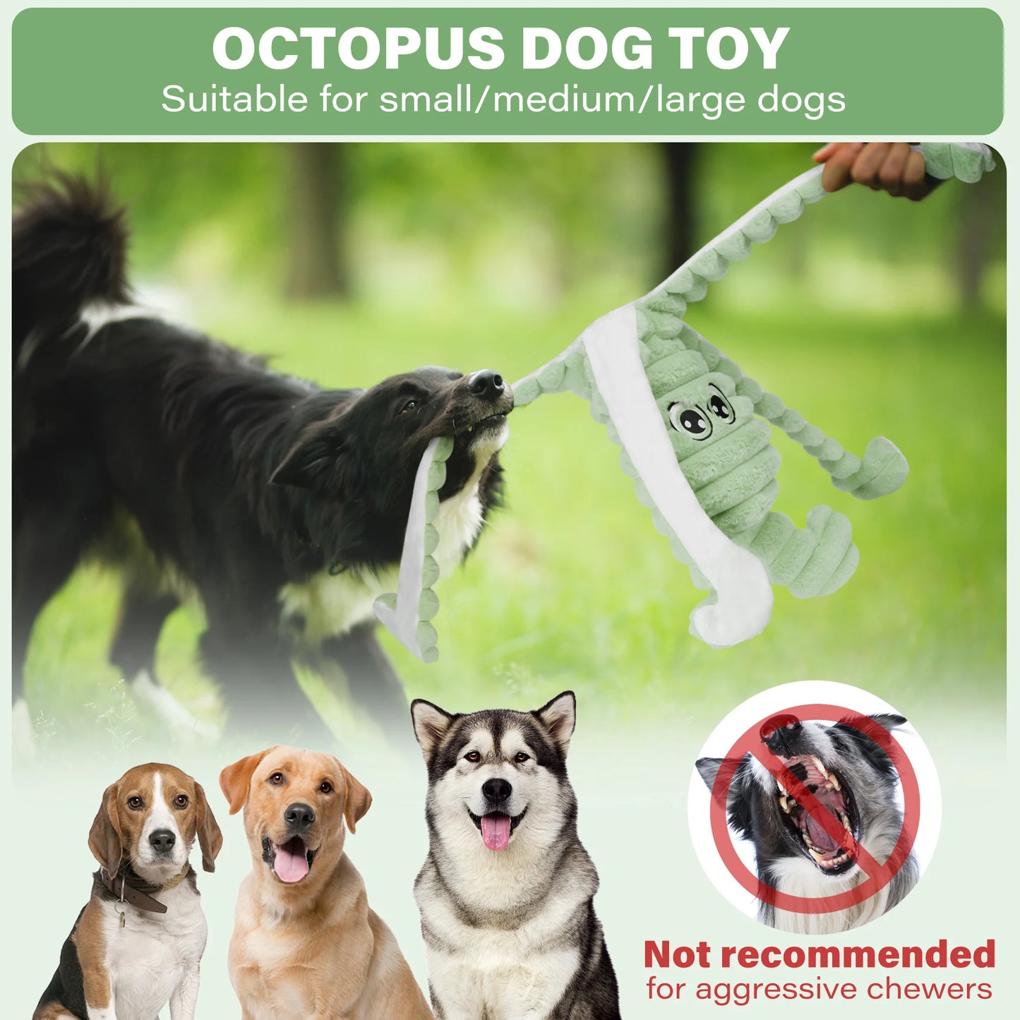 Octopus Design Plush Chew Toy For Dogs Squeaky Interactive Toy