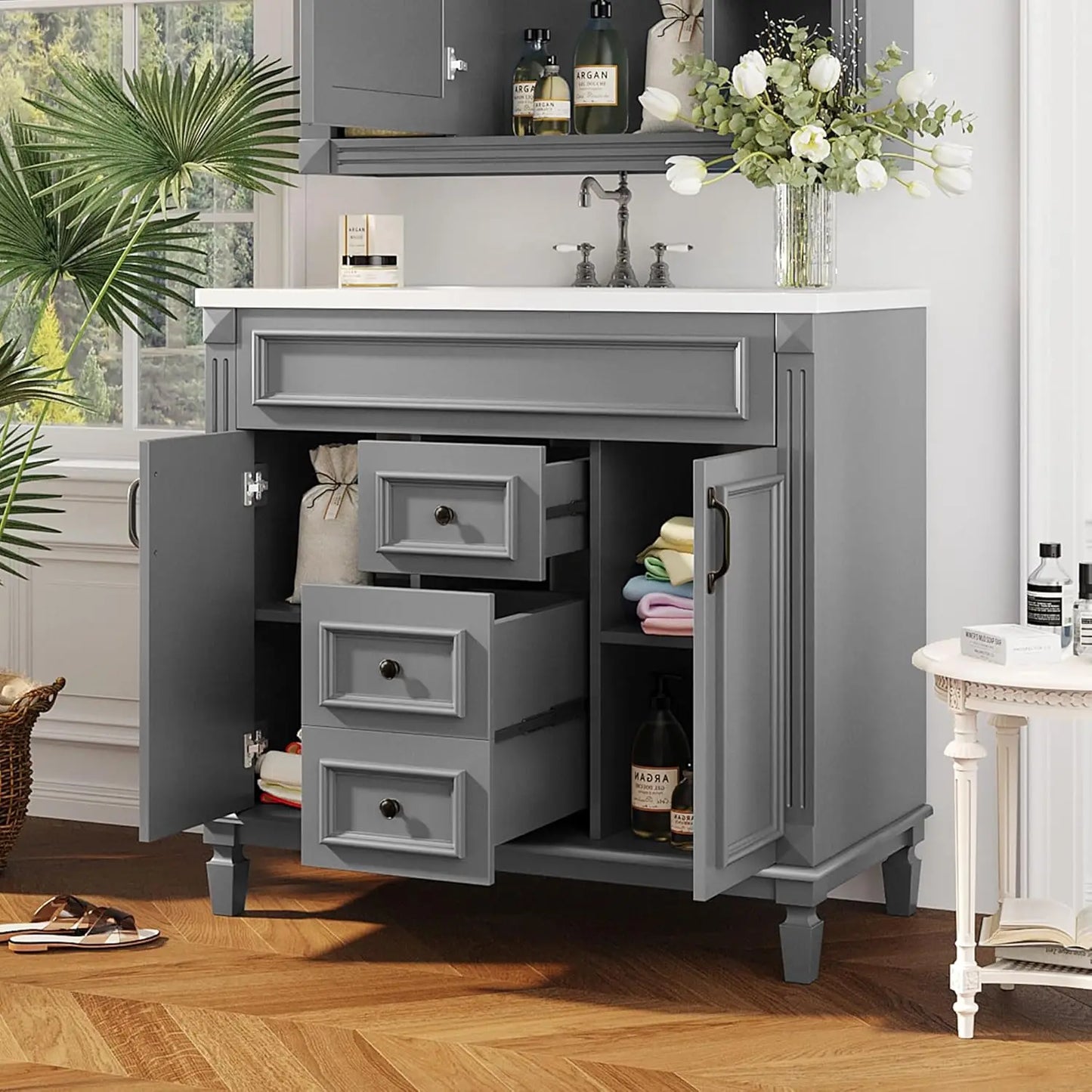 Bathroom Vanity With Medicine Cabinet Undermount Sink Doors Drawers