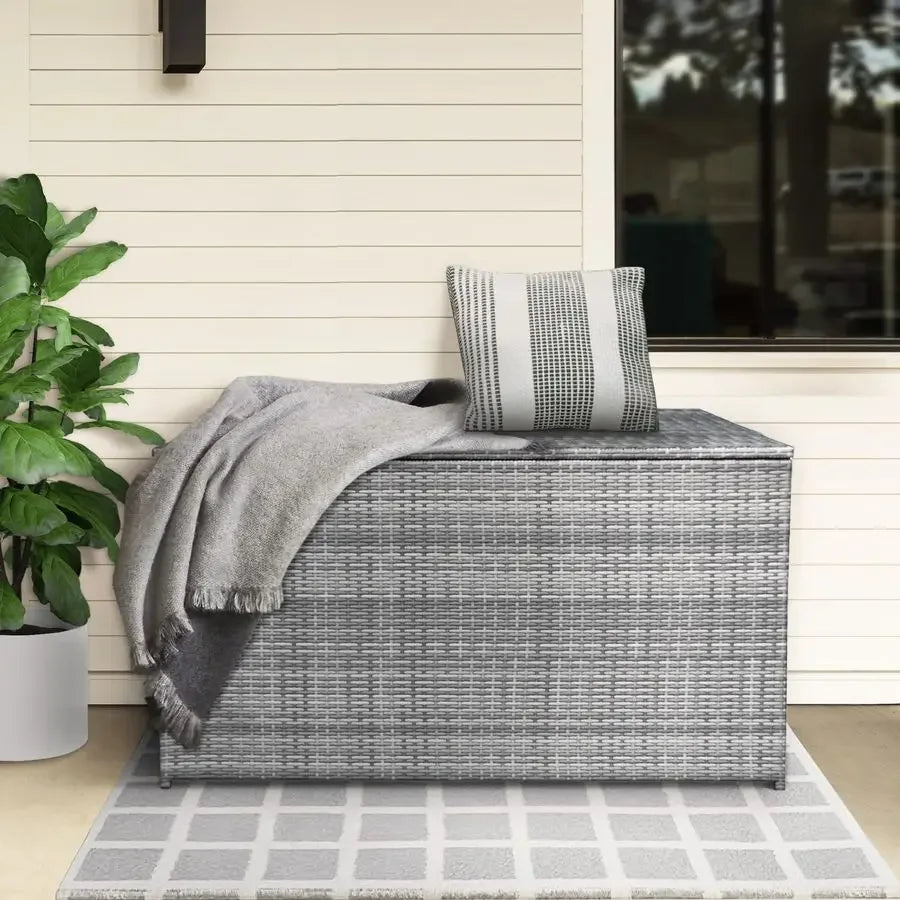 Weather Resistant Rattan Wicker Storage Box With Soft Close Hinges