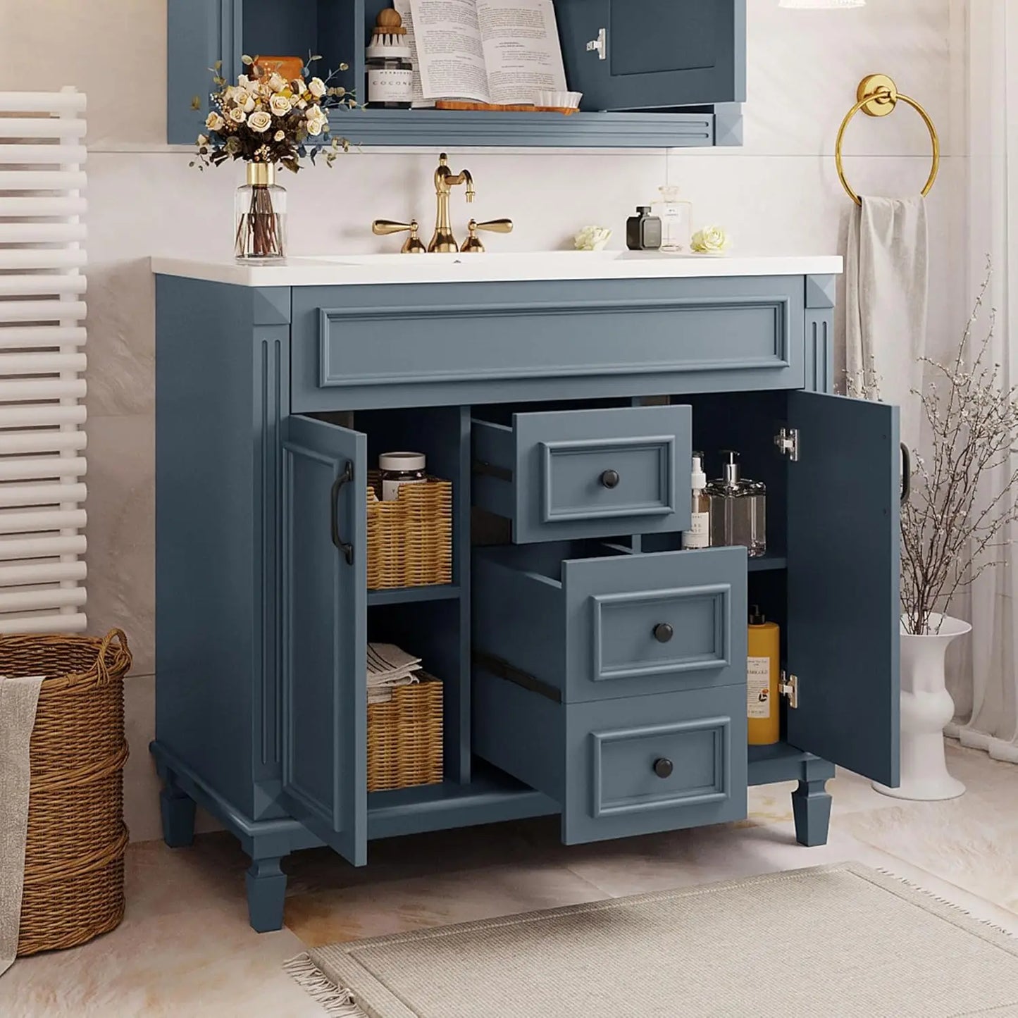 Bathroom Vanity With Medicine Cabinet Undermount Sink Doors Drawers