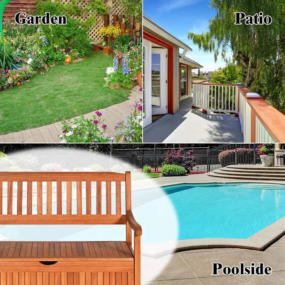 Outdoor Wood Storage Bench Deck Box With Dustproof Lining