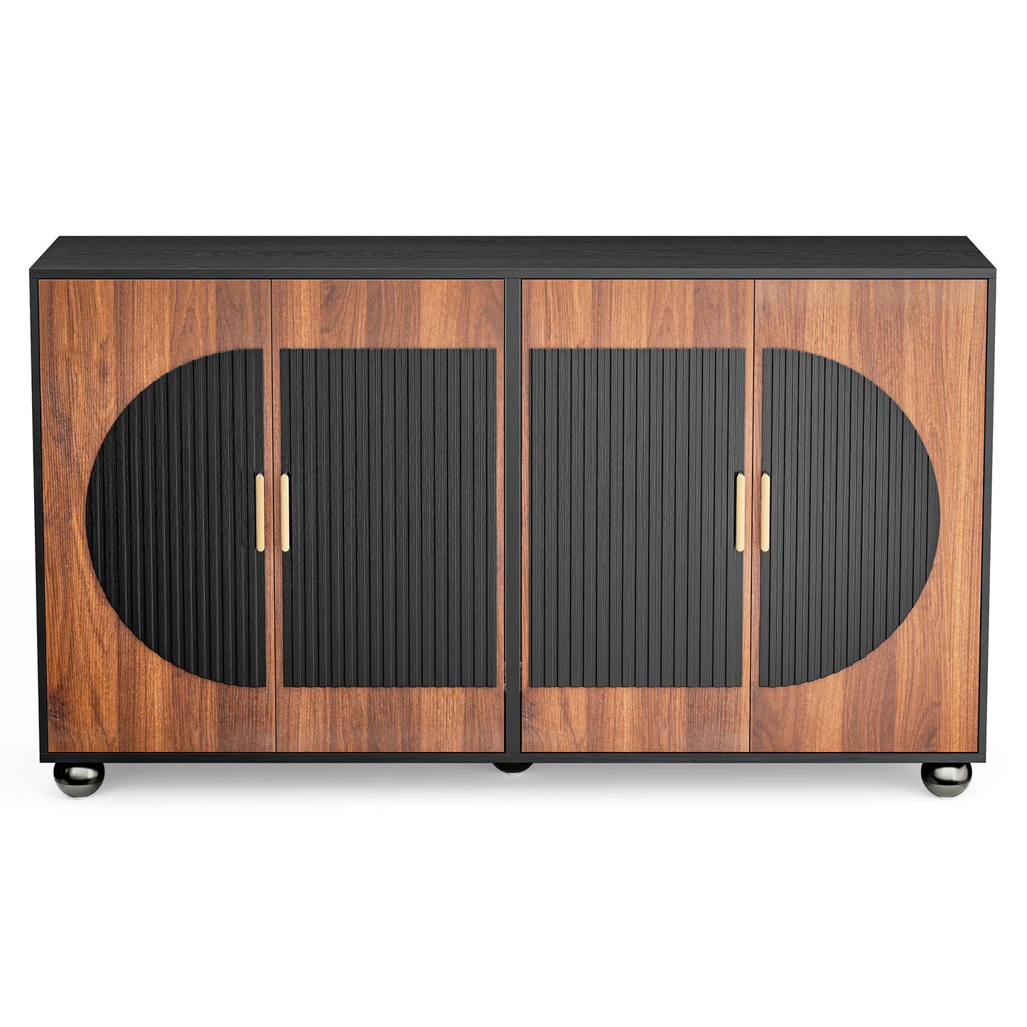 Fluted Modular Credenza Buffet Cabinet With Storage