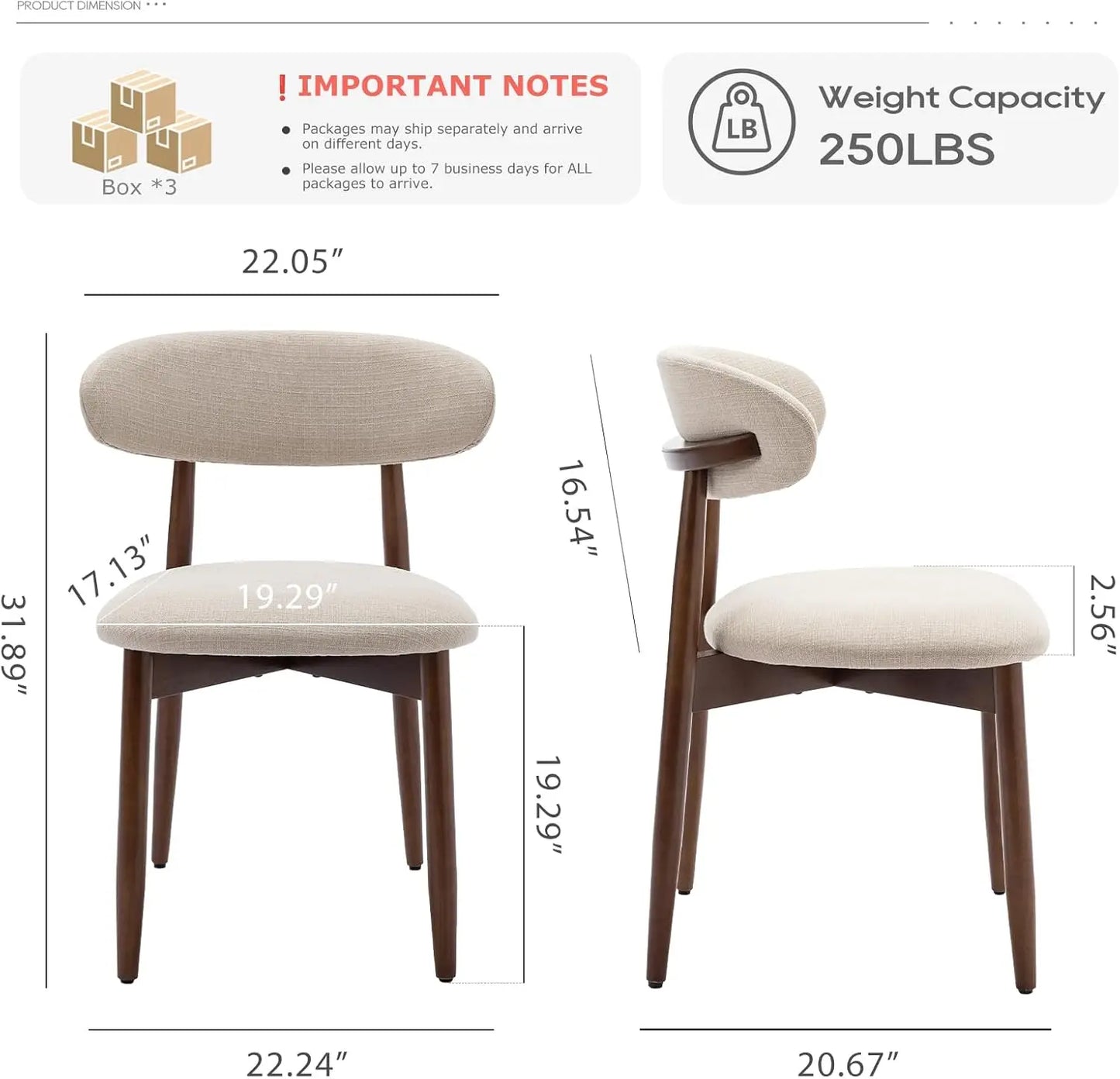 XMSJ Modern Upholstered Wooden Dining Chairs Farmhouse Set