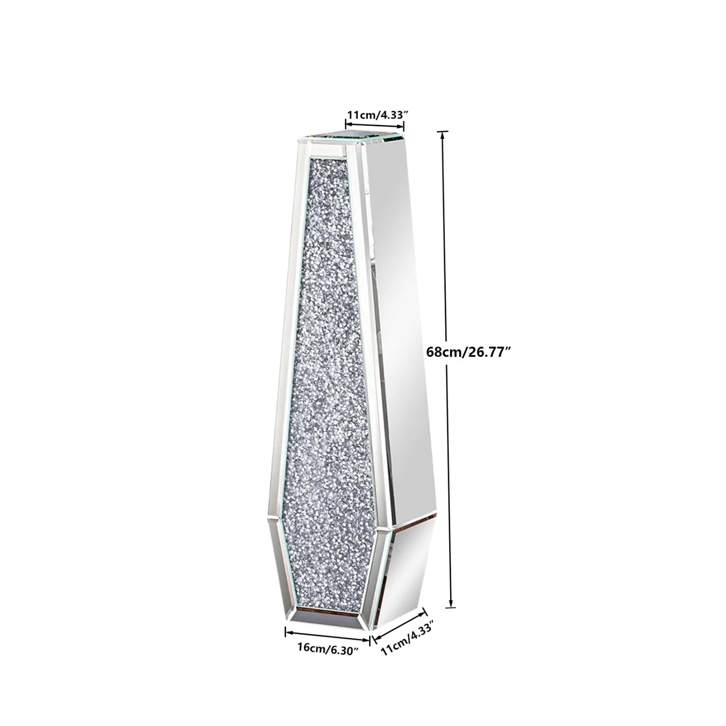 Modern Glass Floor Vase With Crushed Diamond Mirror Finish