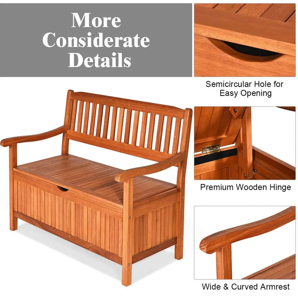 Outdoor Wood Storage Bench Deck Box With Dustproof Lining