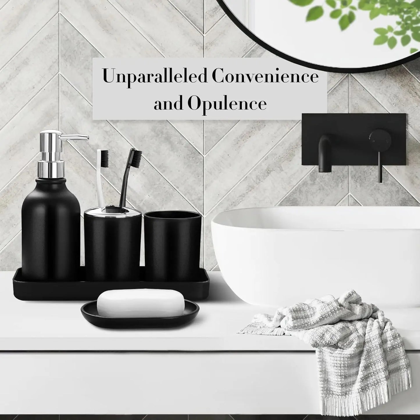10-Piece Bathroom Accessory Set With Trash Can And Dispenser