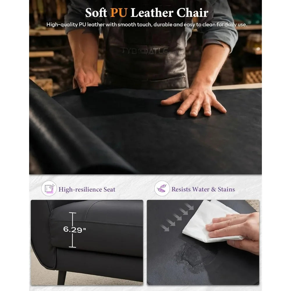 Faux Leather Loveseat Modern Tufted Sofa Couch For Living Room