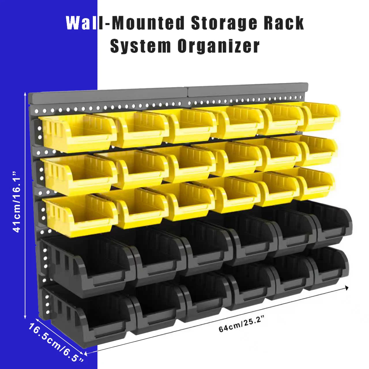 NONECN Wall Mounted Storage Bin Set for Garage Organization