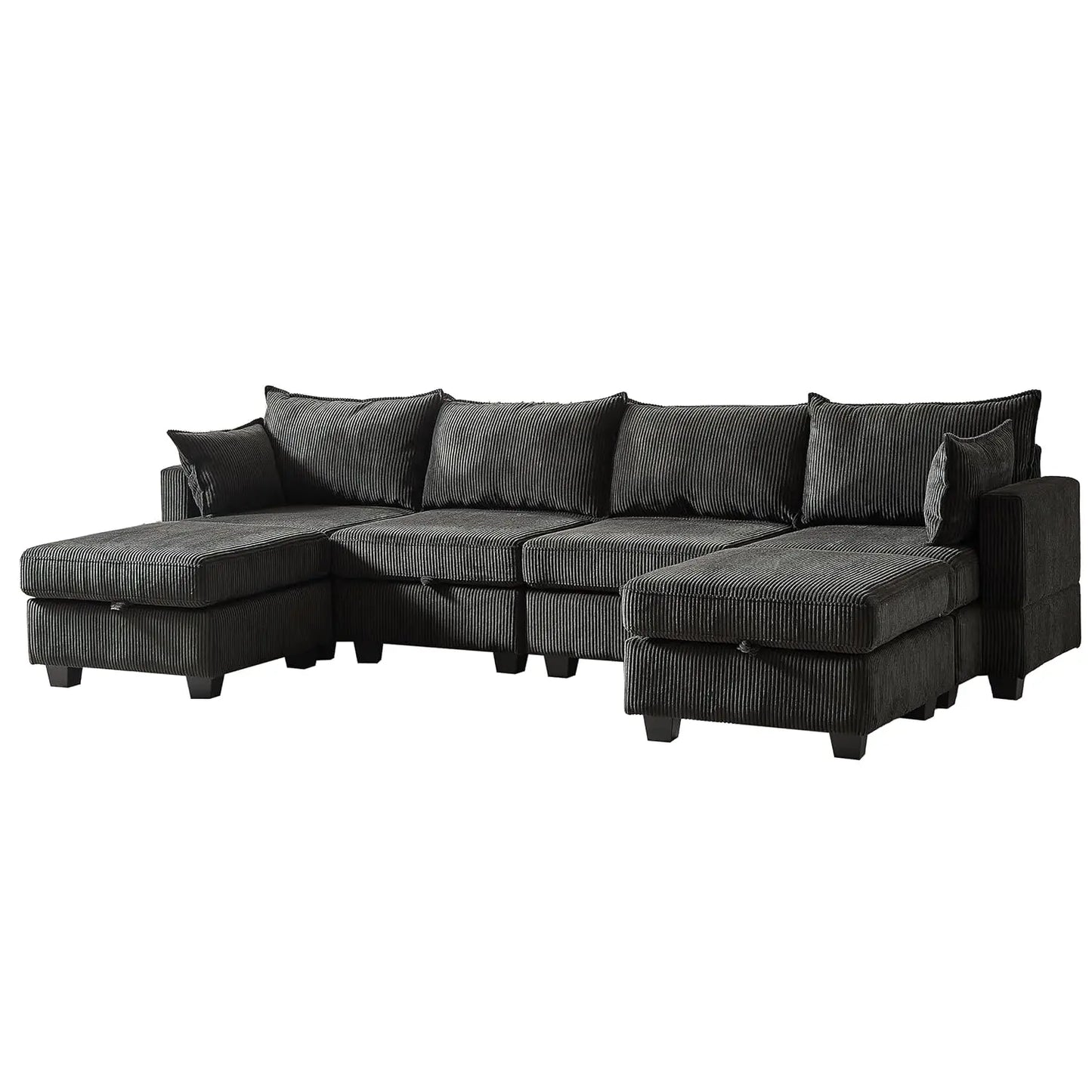 Modular U-Shaped Sectional Sofa With Storage Ottoman
