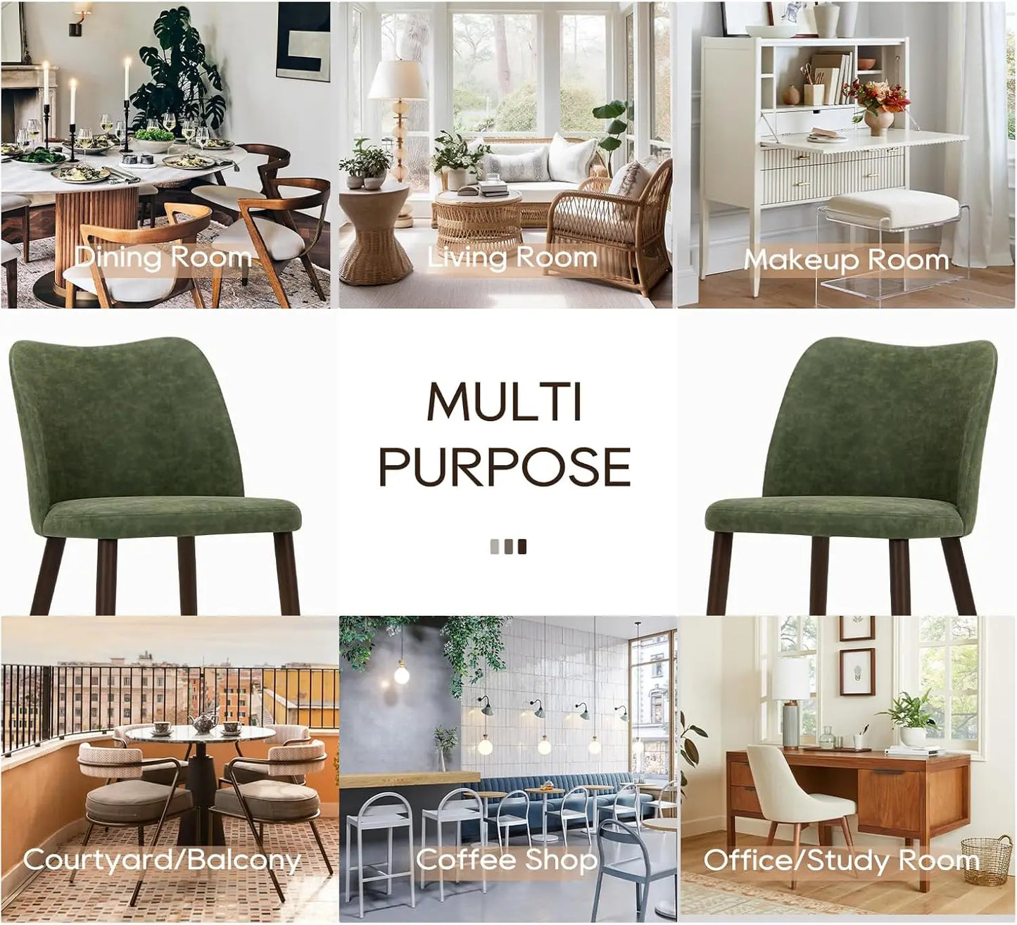 XMSJ Set Of 6 Modern Dining Chairs With PU Leather Padded Seat And Wooden Legs
