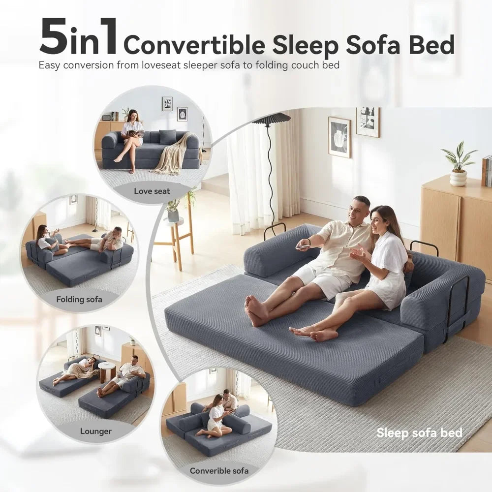 Corduroy Sleeper Sofa Bed Convertible Floor Couch For Living Room