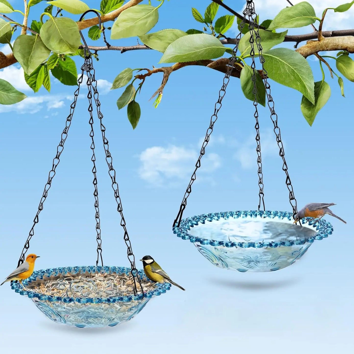 Decorative Bird Bathing Fountain Outdoor Feeder Three Story Flowing Water